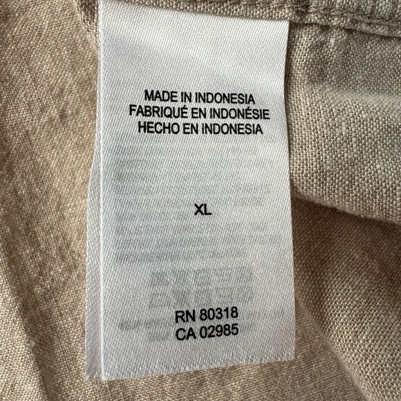 Lucky Brand Shirt Mens Size XL Short Sleeve Snap Button Linen Blend Beige NWT - Picture 12 of 15